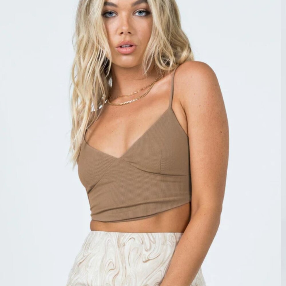 Princess Polly Mareta Top in Brown (Size 6)